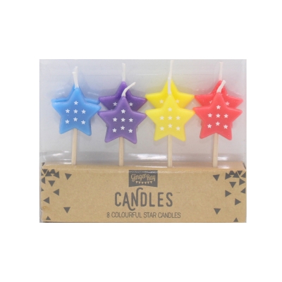 Star birthday cake candles, pack of 8.