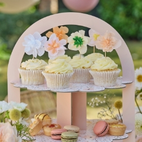 12 paper flower cup cake toppers.