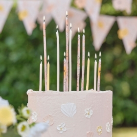 12 tall floral birthday candles.